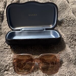 Gucci Translucent Light Brown Oversized Square Sunglasses